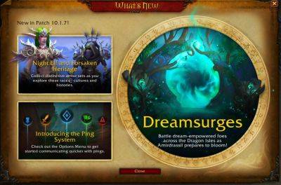 Patch 10.1.7 Splash Screen Highlighting Heritage Armor, Dreamsurges, & Ping System on the PTR - wowhead.com