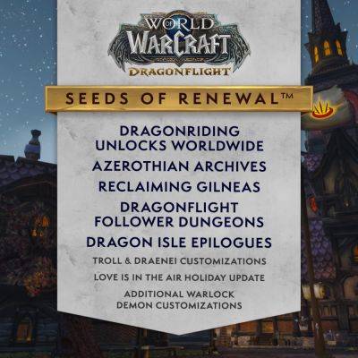 Patch 10.2.5 Seeds of Renewal Launches on January 16th, 2024 - wowhead.com - Launches