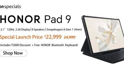 Honor Pad 9 launched in India with Snapdragon 6 Gen 1 chipset; Check features, price and more - tech.hindustantimes.com - India