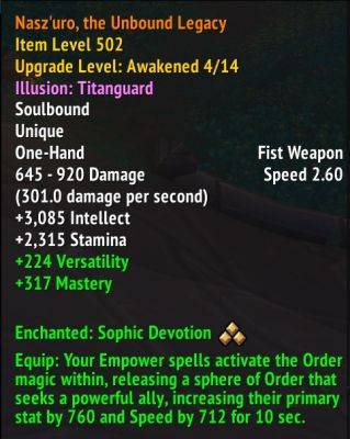 Nas'zuro and Fyr'alath Legendary Items Bugged and Cannot be Upgraded - wowhead.com