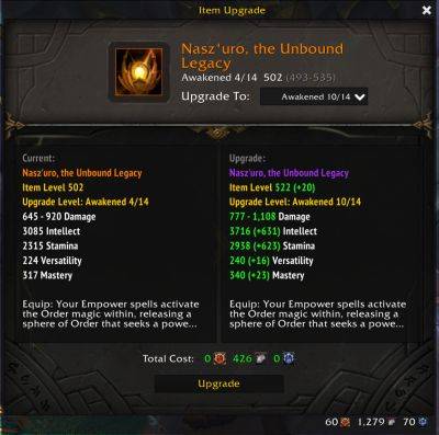 Upgrade Fyr'alath and Nas'zuro Now - Legendary Upgrades Working as Intended - wowhead.com